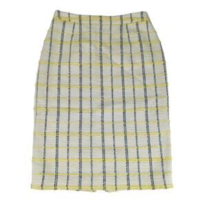 Halogen Womens Size 6 Yellow‎ Cream Plaid Tweed Pencil Skirt HA430362MI